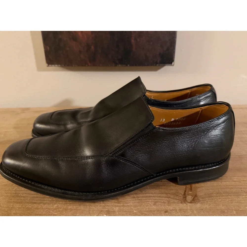 Allen Edmonds Mens Black Leather Slip On Loafers Square Toe Dress Shoes 13 B 500